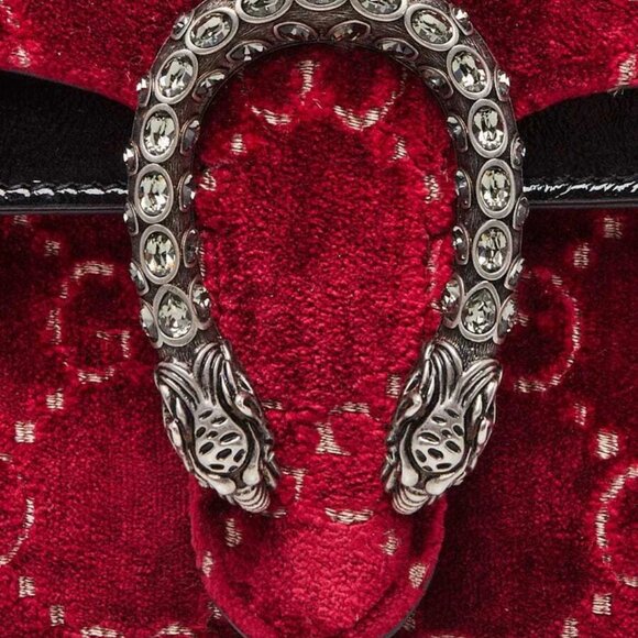 Gucci Red GG Embossed Velvet Dionysus Small Shoulder Bag - Picture 5 of 10